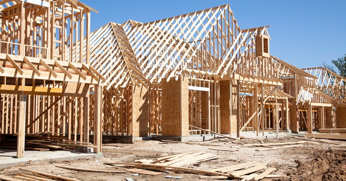New wood-frame homes under construction in Nova Scotia